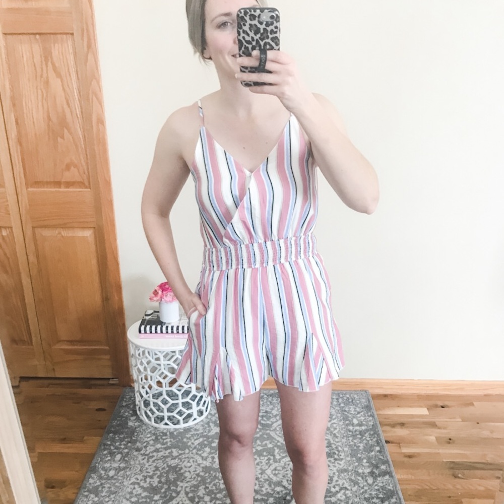 Striped Romper with Long Shorts